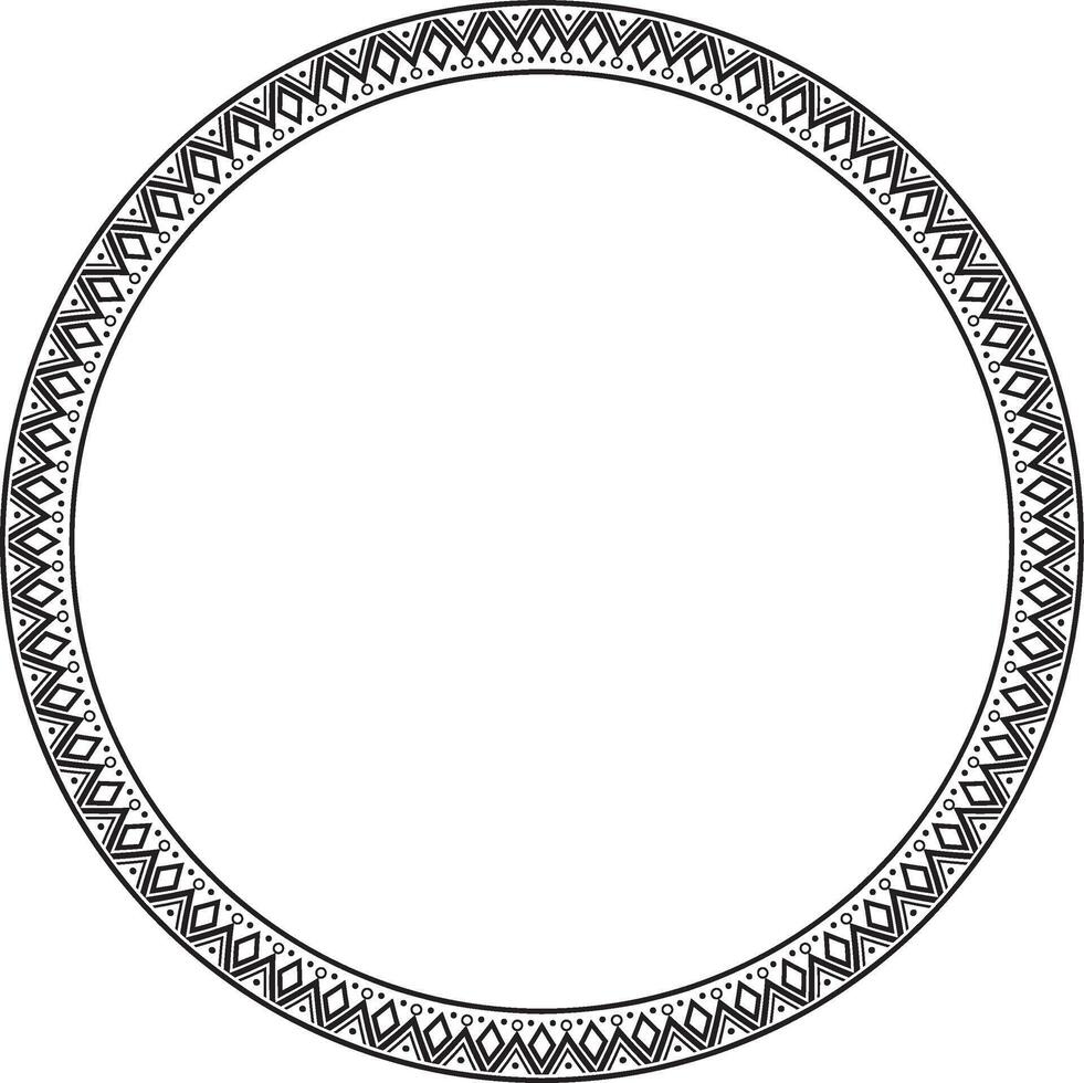 monochrome round ornament of Native Americans, Aztecs. Circle border of the tribes of South and Central America. vector