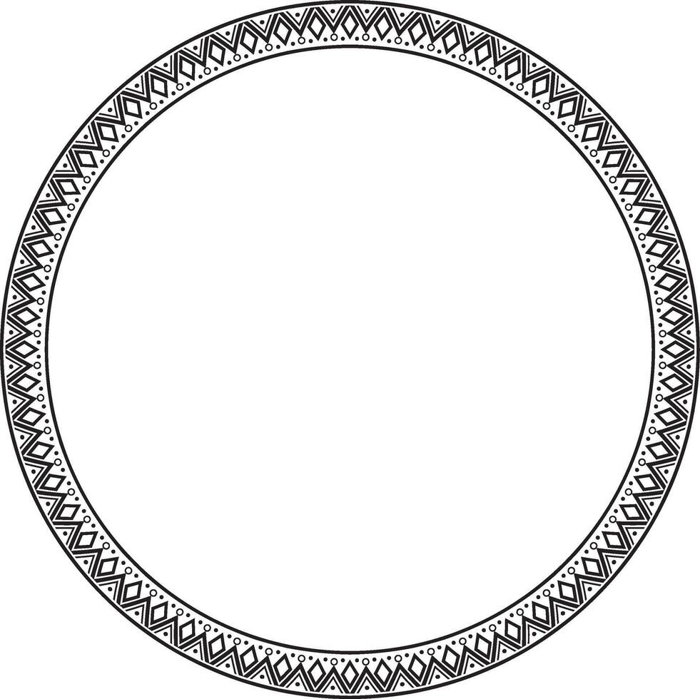 monochrome round ornament of Native Americans, Aztecs. Circle border of the tribes of South and Central America. vector