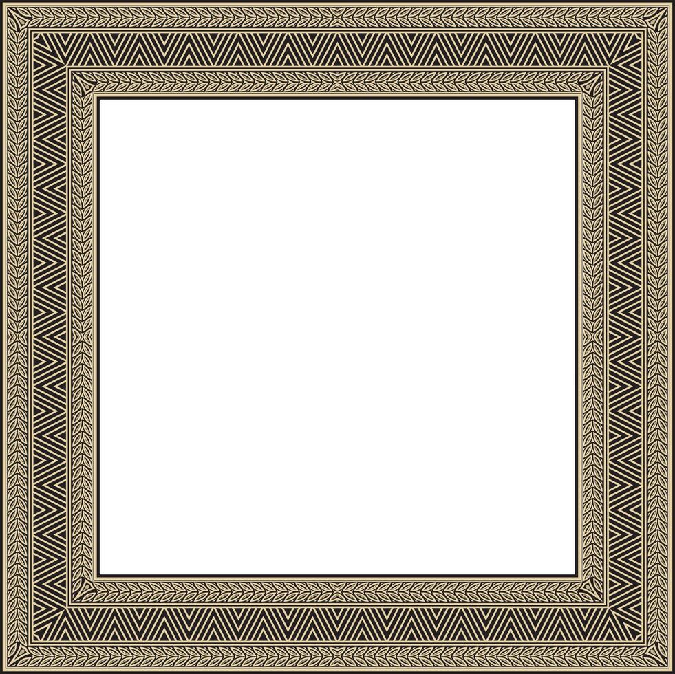 golden and black square Yakut ornament. An endless rectangular border, a frame of the northern peoples of the Far East vector