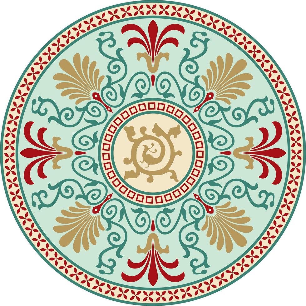 colored European. round ornament. Classical circle of the Eastern Roman Empire, Greece. Pattern motifs of Constantinople vector
