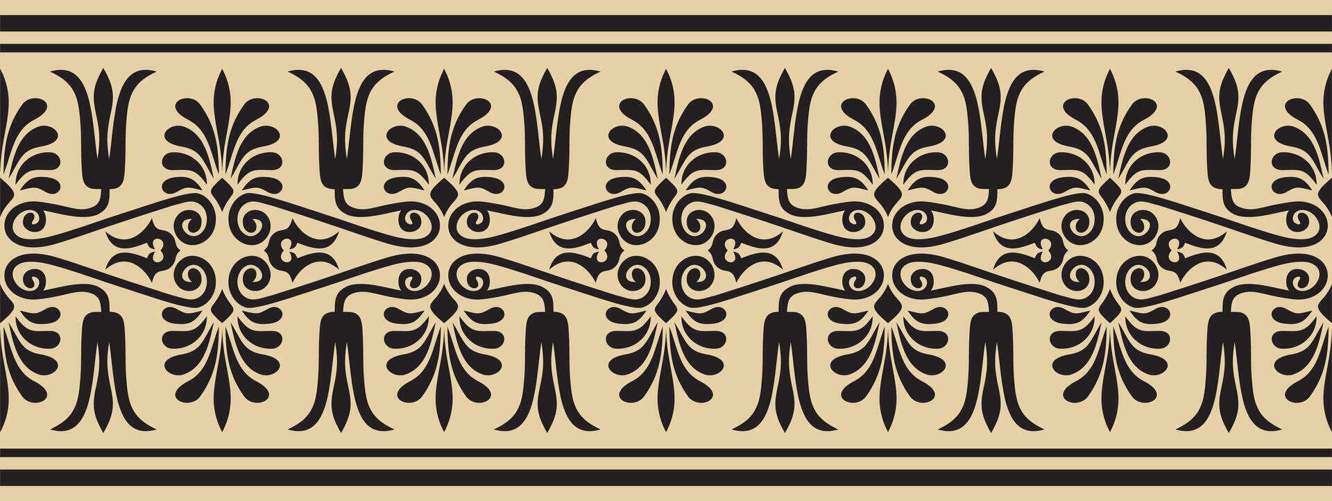 golden and black seamless ornament of ancient Greece. Classic Endless pattern frame border Roman Empire. vector