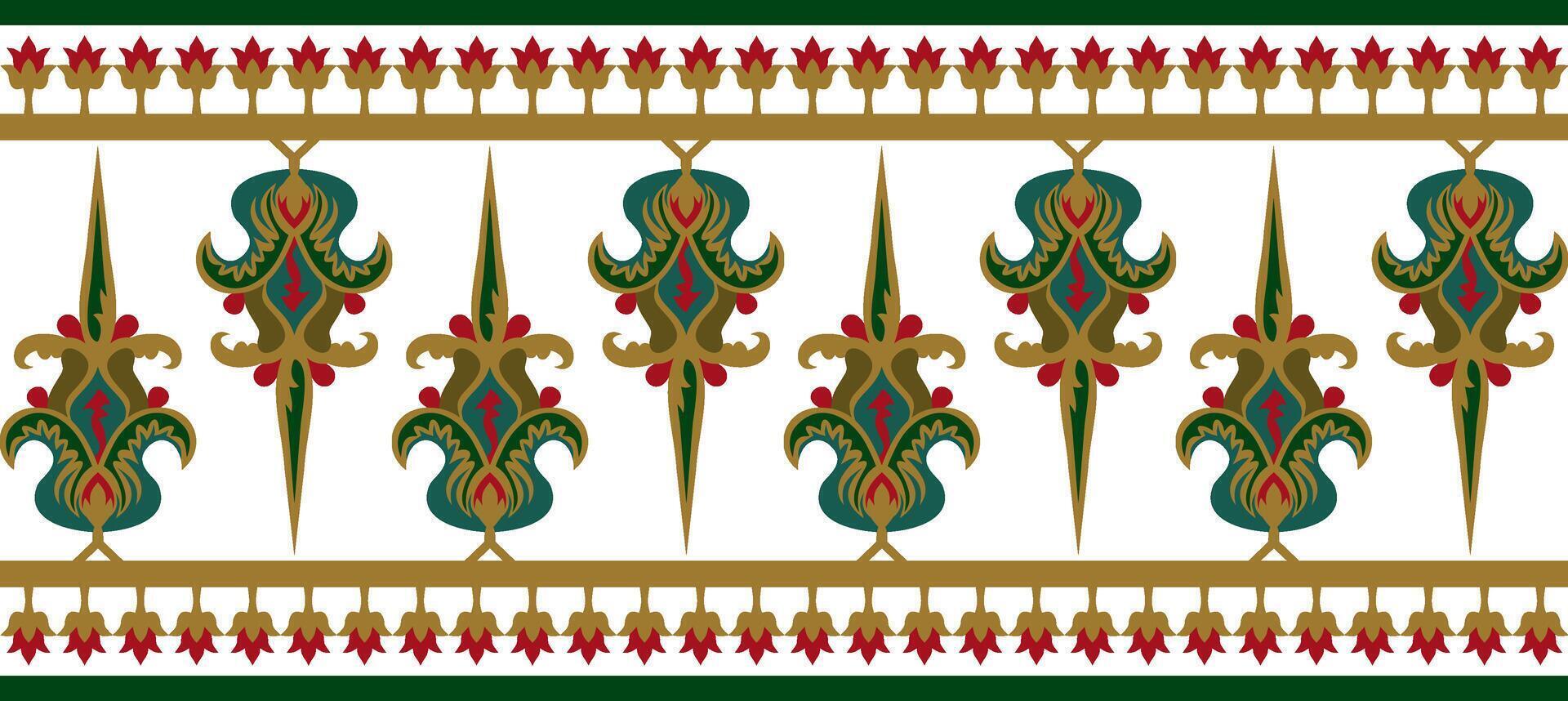 de colores sin costura bizantino ornamento. interminable borde, marco de antiguo Grecia y oriental romano imperio. decoración de el ruso ortodoxo iglesia. vector