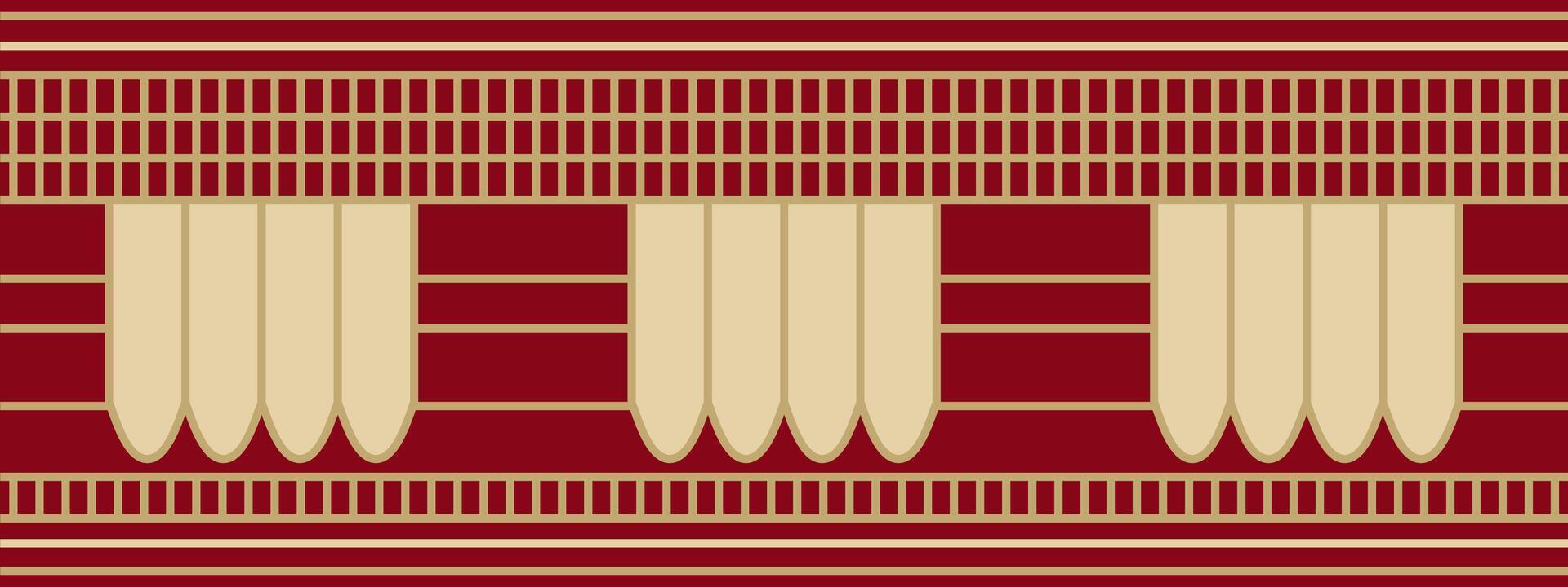 ancient golden and red egyptian seamless ornament. Endless national ethnic border, frame vector