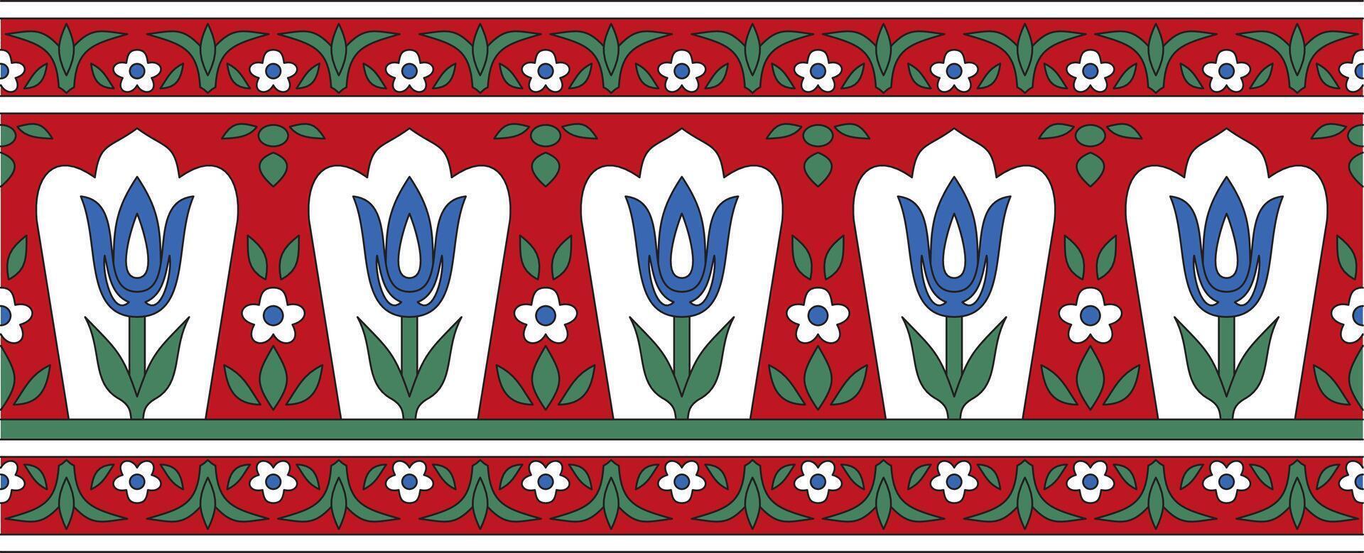 colored seamless Turkish ornament. Ottoman border, rectangle, frame. Muslim pattern for stained glass vector