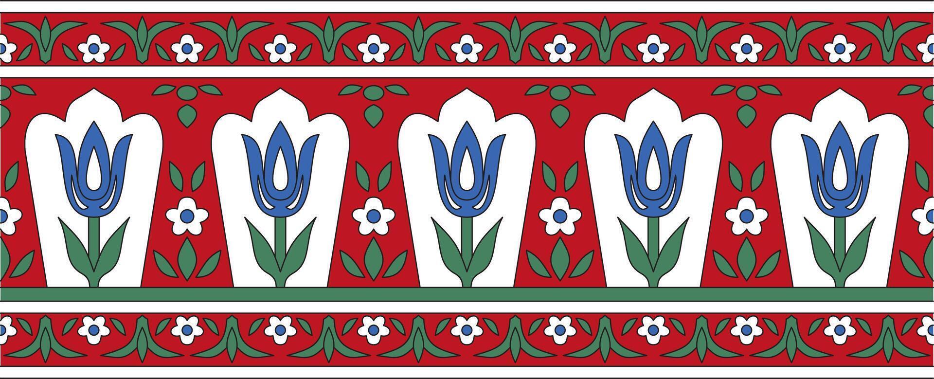 colored seamless Turkish ornament. Ottoman border, rectangle, frame. Muslim pattern for stained glass vector