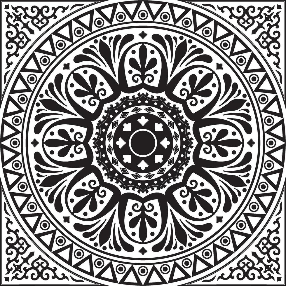 monochrome square classical ornament of Ancient Greece and Roman Empire. Tile, Arabesque, Byzantine pattern. vector