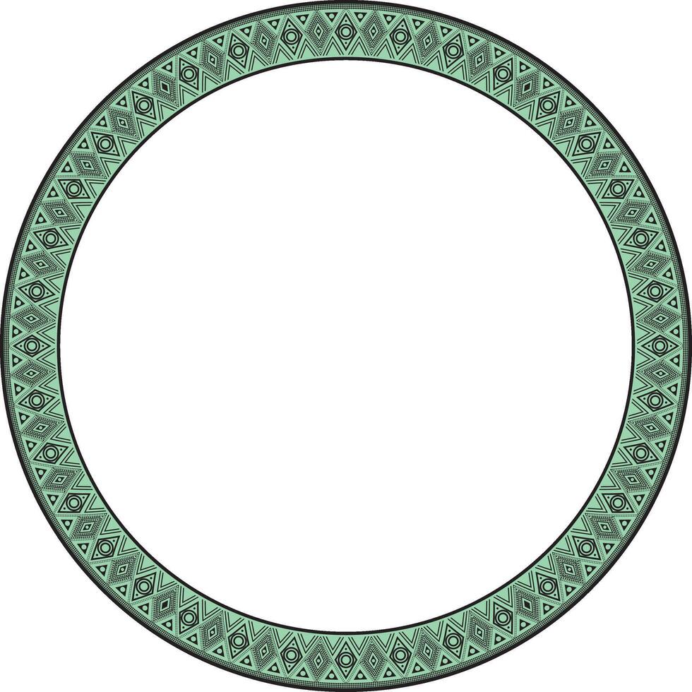 round Indian patterns. National circle ornaments, borders, frames. green decorations of the peoples of South America, Maya, Inca, Aztecs. Print for fabric, paper, textile. vector