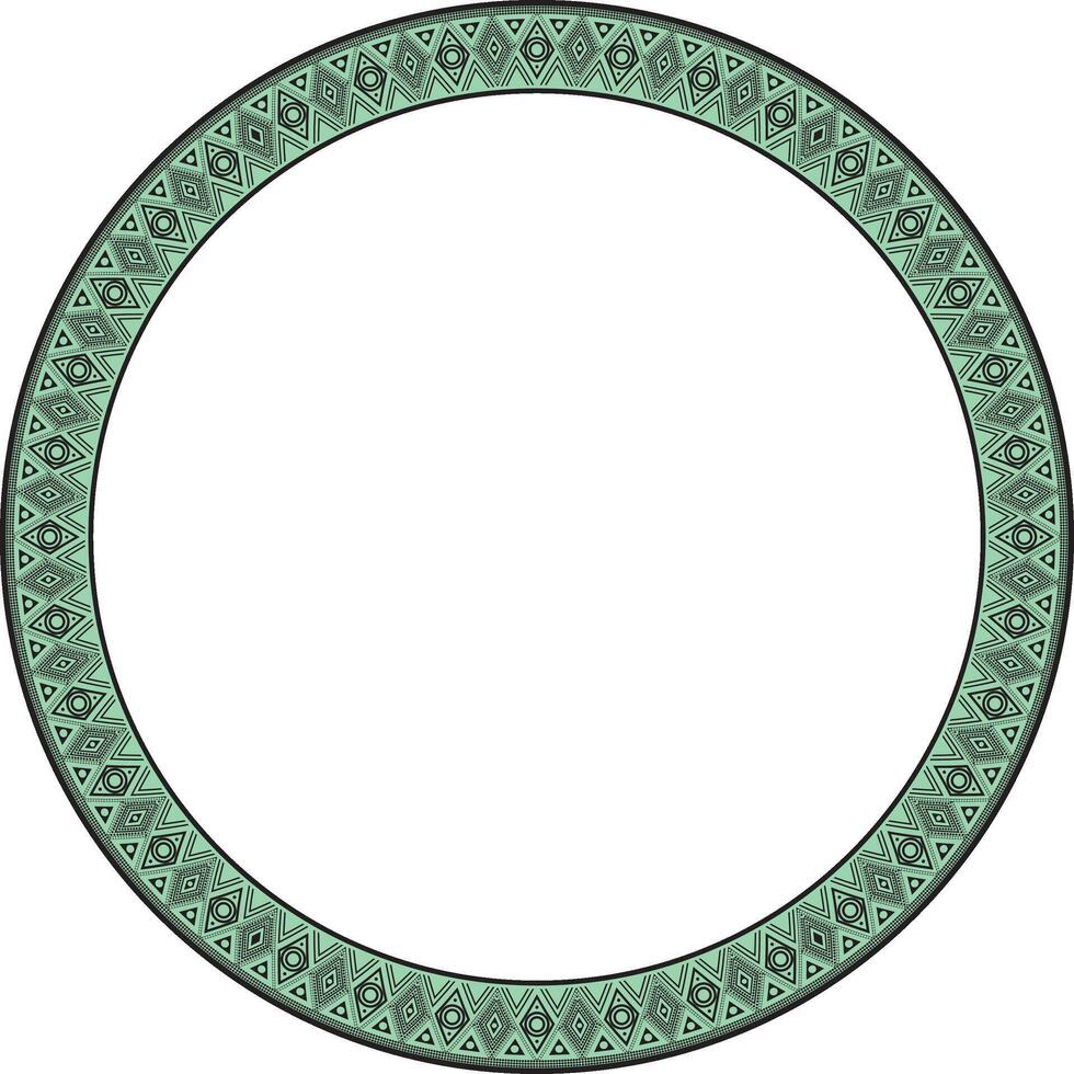 round Indian patterns. National circle ornaments, borders, frames. green decorations of the peoples of South America, Maya, Inca, Aztecs. Print for fabric, paper, textile. vector