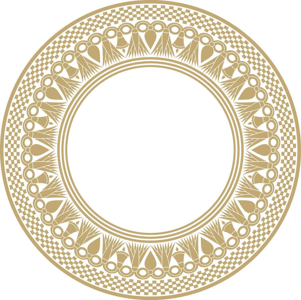 golden round Egyptian ornament. Endless Circle, Ring of Ancient Egypt. Geometric African frame vector