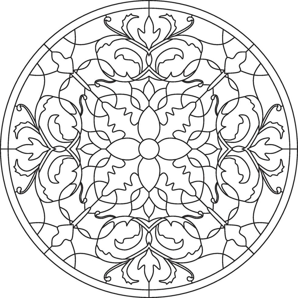 round monochrome floral european national pattern. Ethnic circle ornament of Ancient Greece, Roman Empire. vector