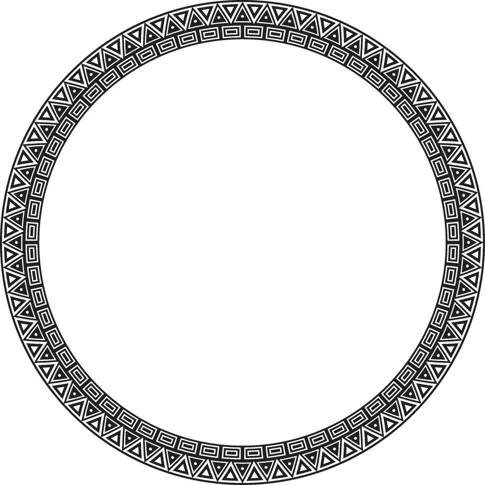 monochrome round ornament of Native Americans, Aztecs. Circle border of the tribes of South and Central America. vector