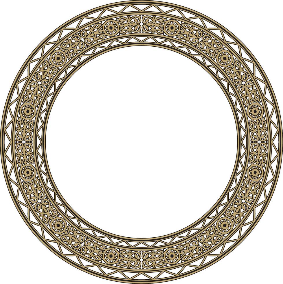 gold and black round Yakut ornament. Endless circle, border, frame of the northern peoples of the Far East vector