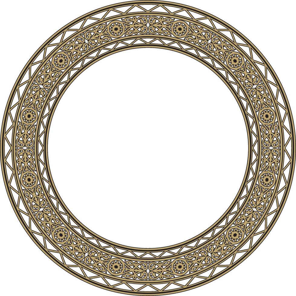 gold and black round Yakut ornament. Endless circle, border, frame of the northern peoples of the Far East vector