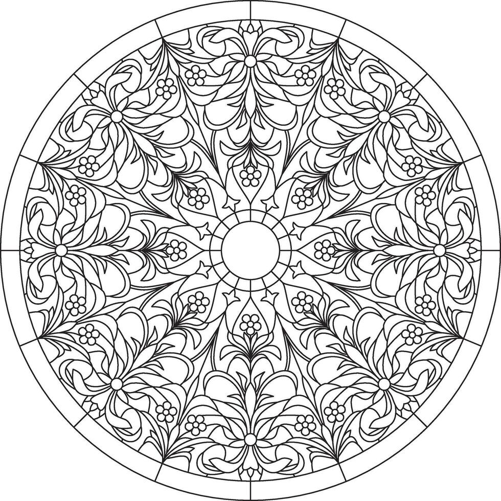 round monochrome floral european national pattern. Ethnic circle ornament of Ancient Greece, Roman Empire. vector