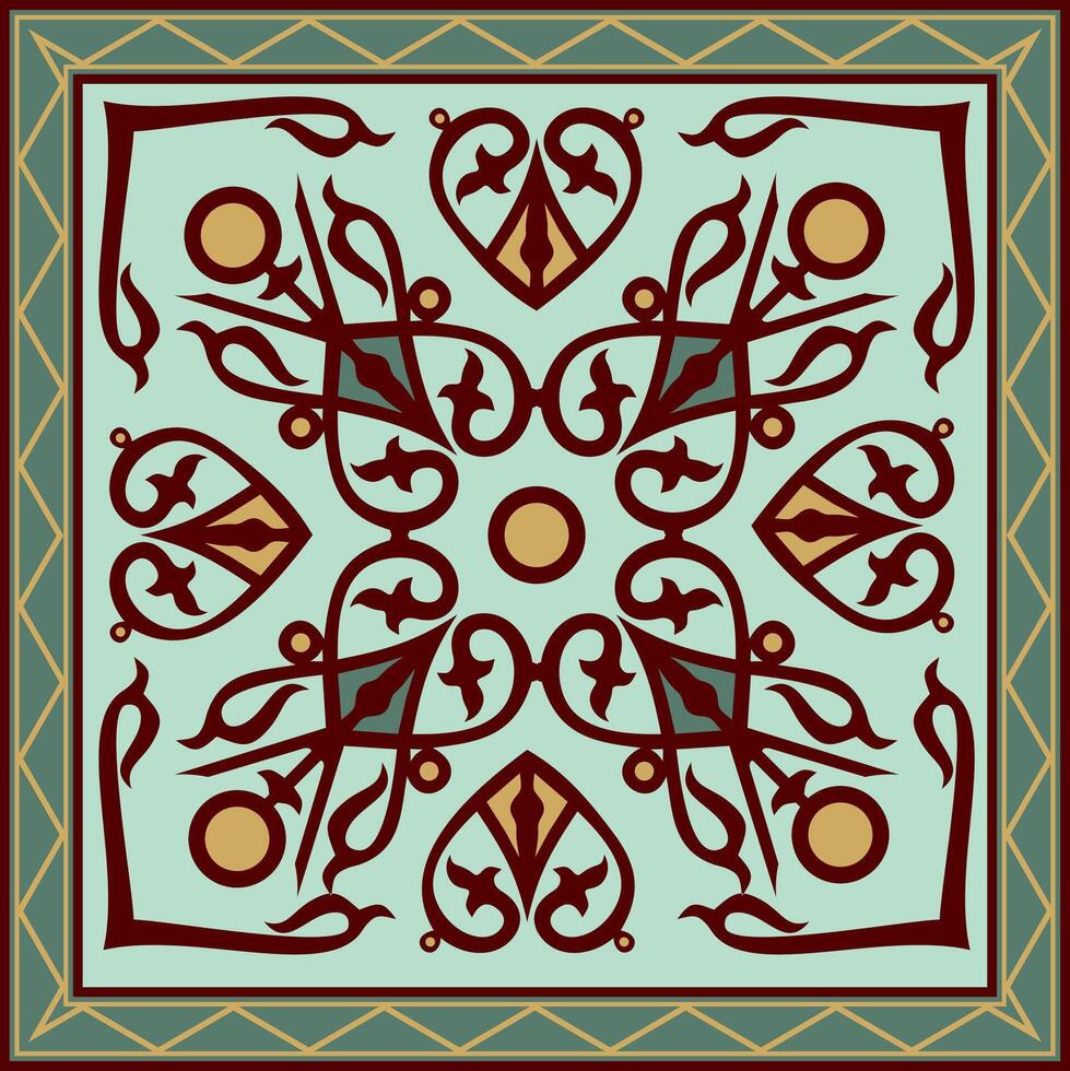 colored square Yakut ornament. Infinite rectangle, border, frame of the northern peoples of the Far East vector