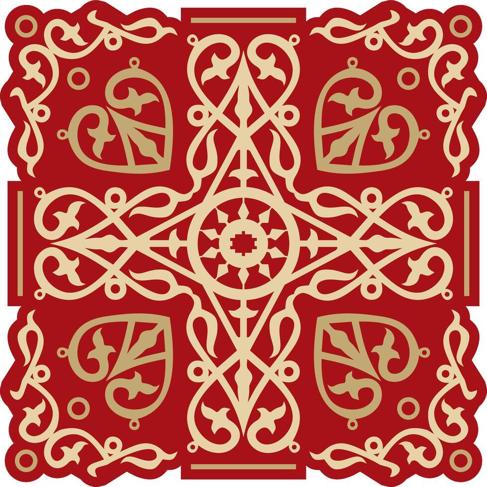 red national Yakut amulet, decoration. Ethnic ornament of the peoples of Siberia, the Far North, the tundra vector