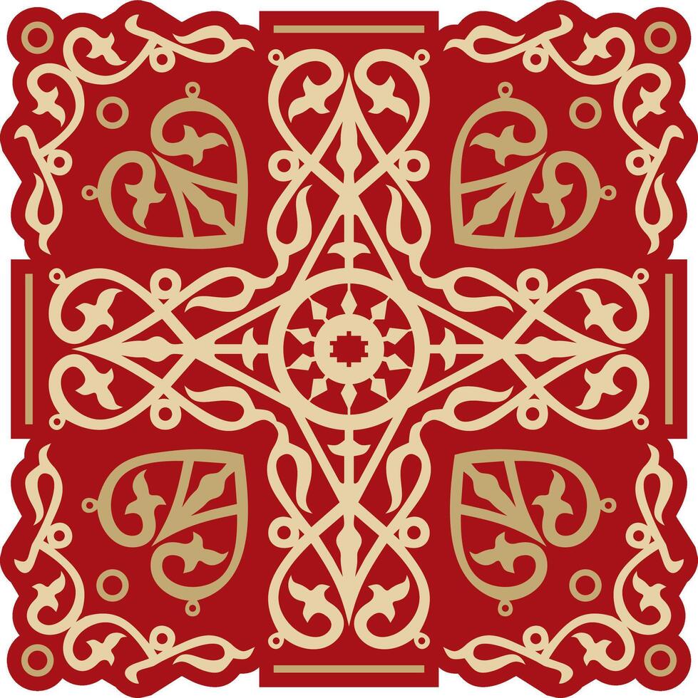 red national Yakut amulet, decoration. Ethnic ornament of the peoples of Siberia, the Far North, the tundra vector