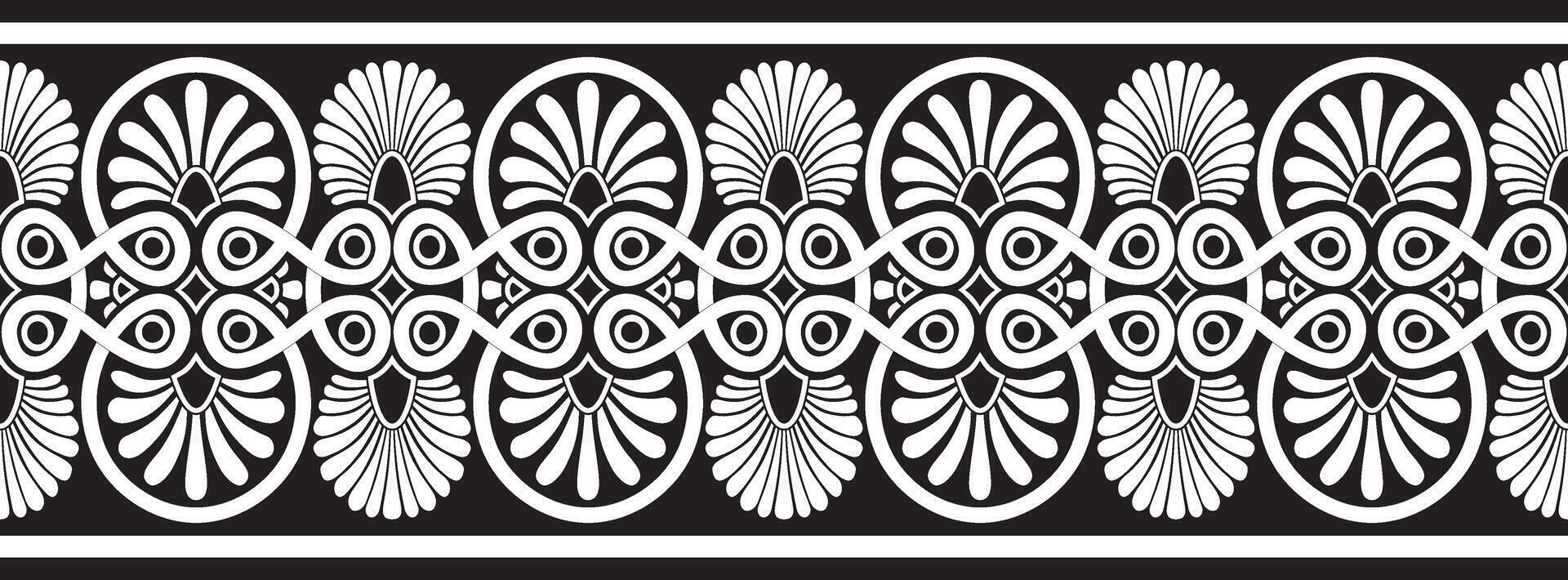 black monochrome seamless ornament of ancient Greece. Classic Endless pattern frame border Roman Empire. vector