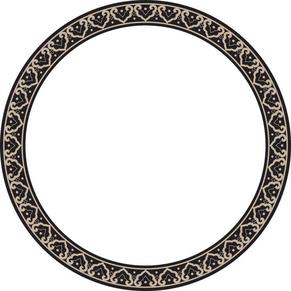gold and black round Chinese ornament. Frame, border, circle, ring of Asian peoples of the East. vector