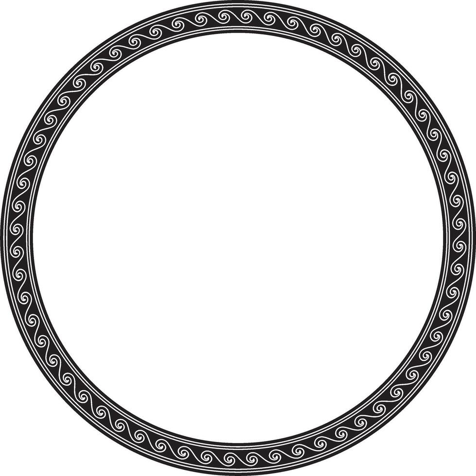 round monochrome classic frame. Greek wave meander. Patterns of Greece and ancient Rome. Circle european border. vector