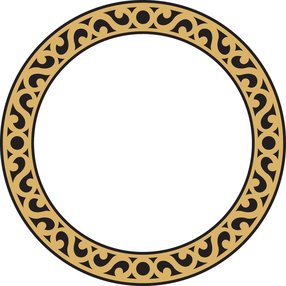 Yakut round golden frame. Ornamental circle of the northern peoples of the tundra. vector