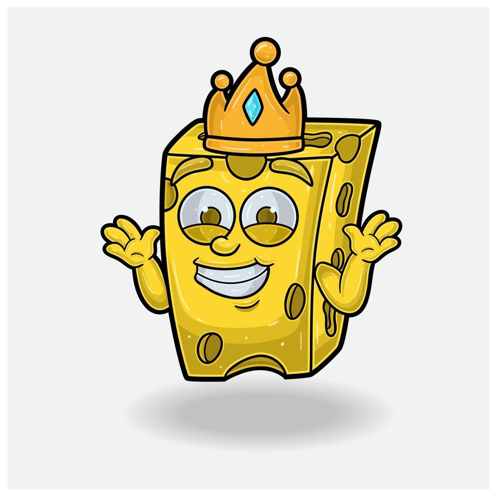 Cheese Mascot Character Cartoon With Dont Know Smile expression. vector