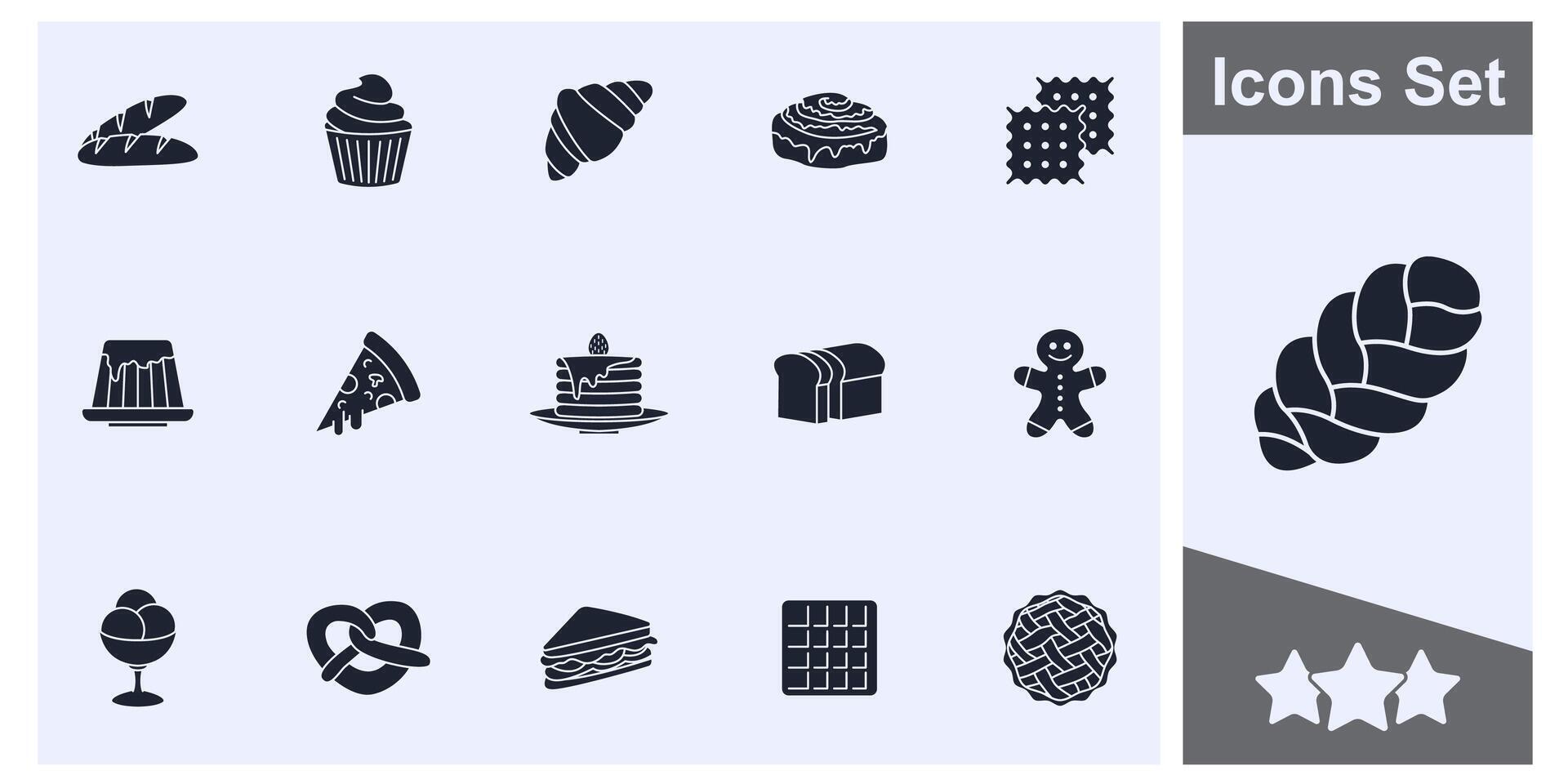 Bakery shop icon set symbol collection, logo isolated illustration vector