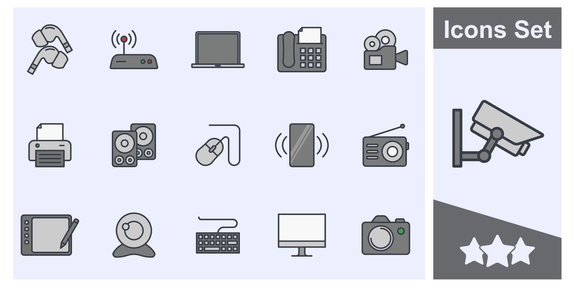 technology devices icon set symbol collection, logo isolated illustration vector