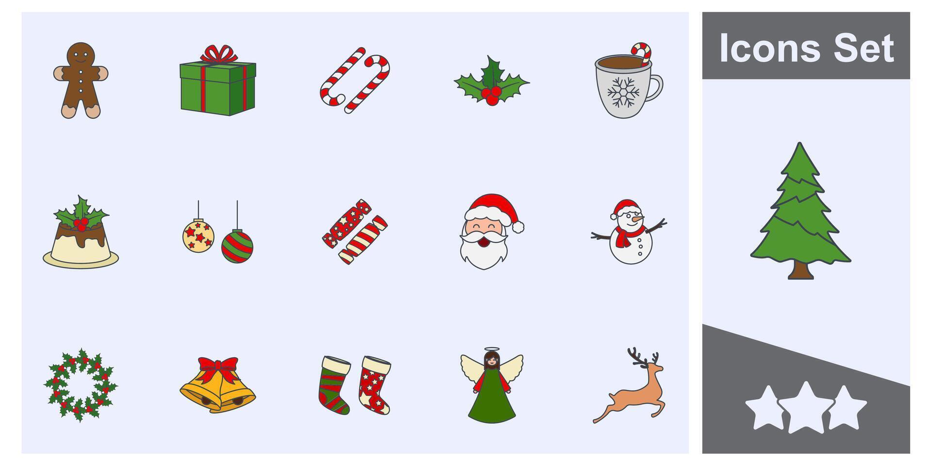 alegre Navidad moderno minimalista concepto icono conjunto símbolo recopilación, logo aislado ilustración vector