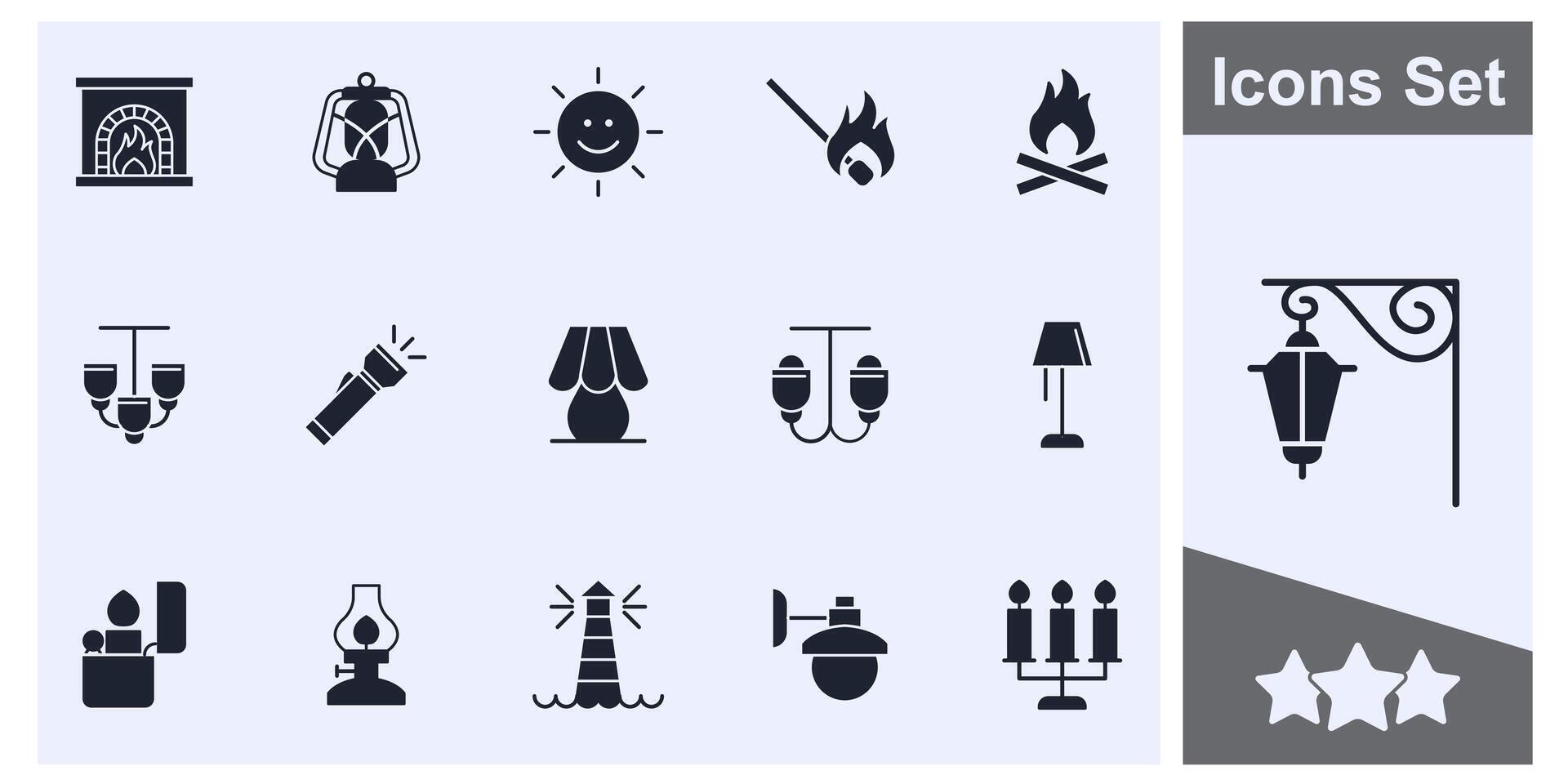 Lights, bulb, lamp icon set symbol collection, logo isolated illustration vector