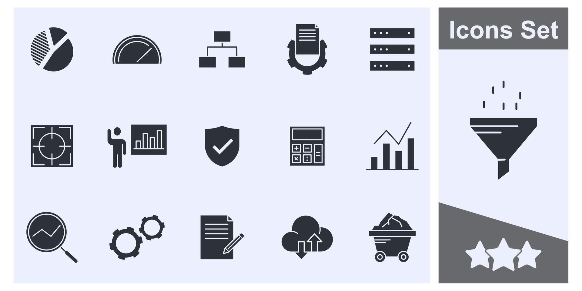 data analytics icon set symbol collection, logo isolated illustration vector