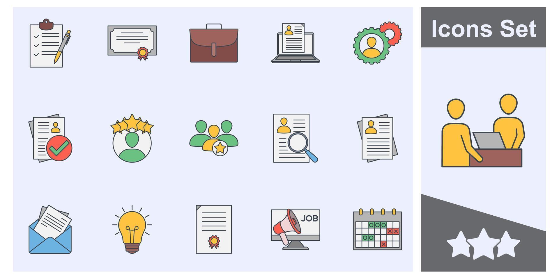 recruitment icon set symbol collection, logo isolated illustration vector