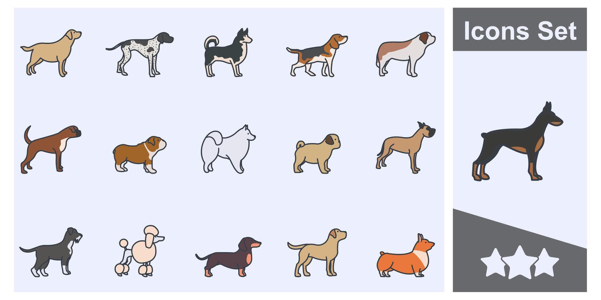 dogs icon set symbol collection, logo isolated illustration vector