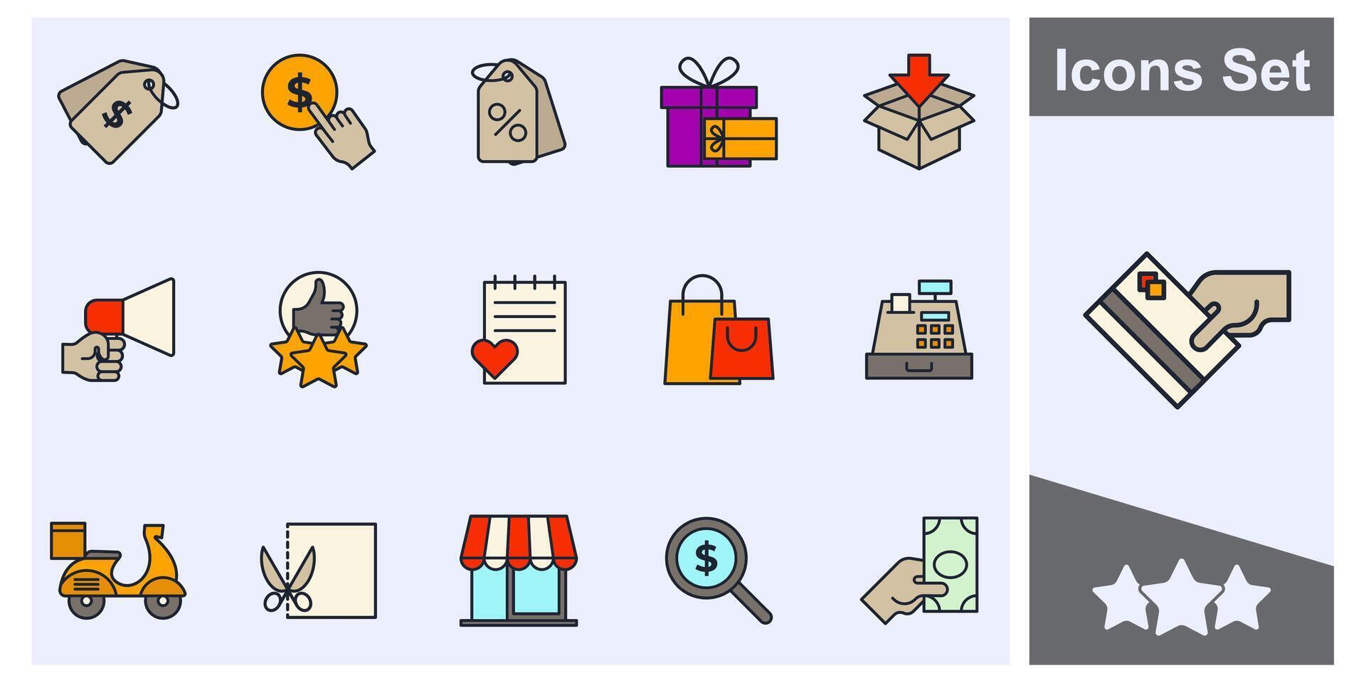 e-commerce online shopping icon set symbol collection, logo isolated illustration vector