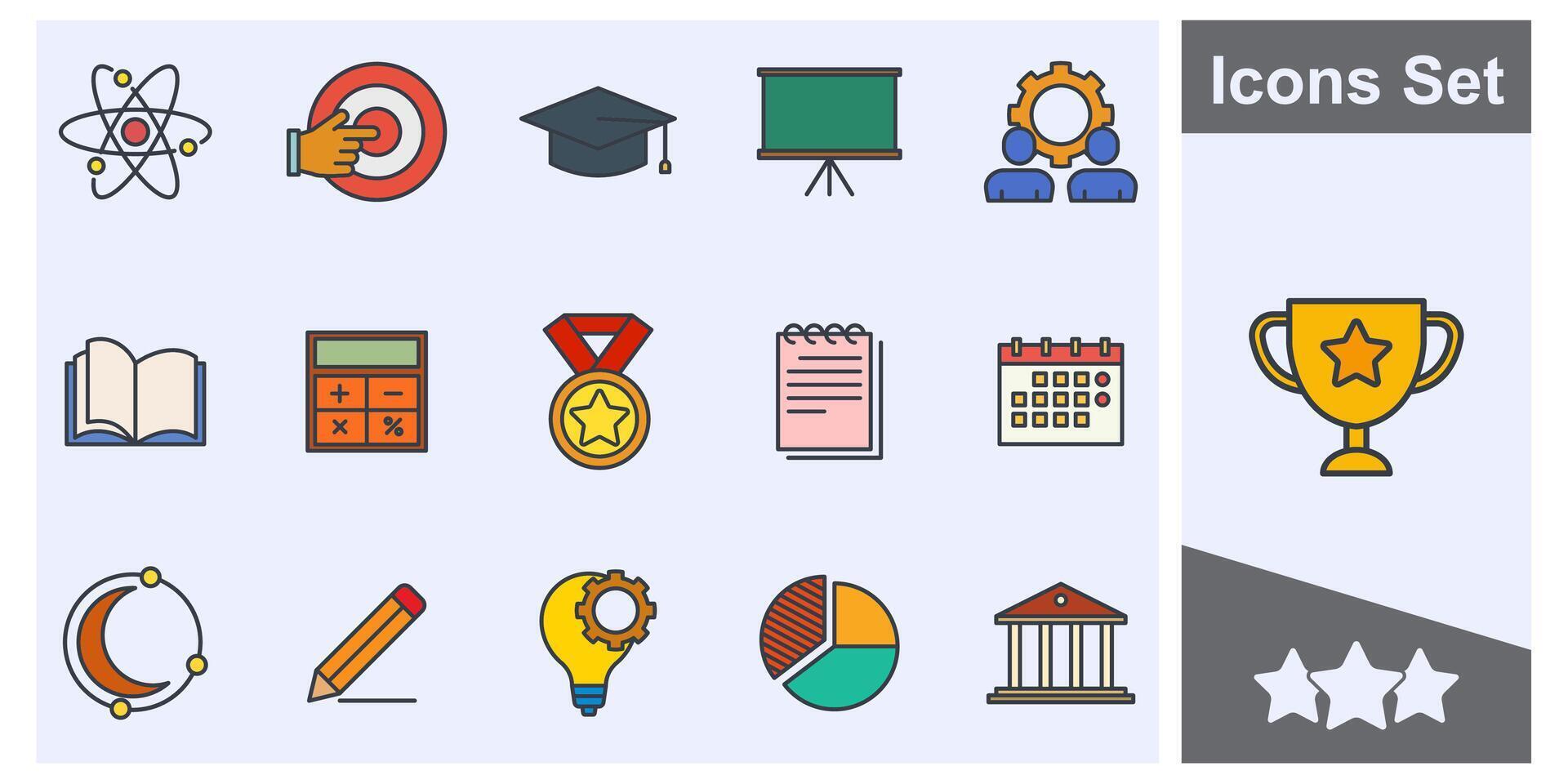 education icon set symbol collection, logo isolated illustration vector