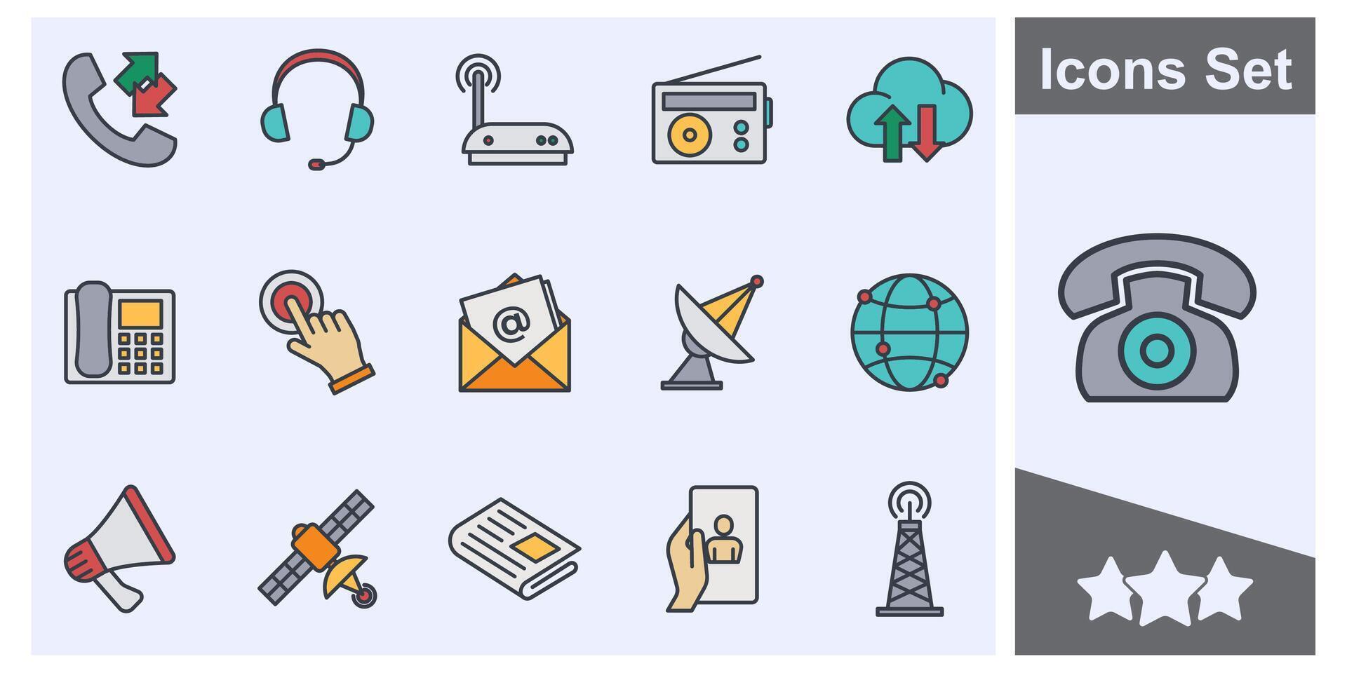 Communication Contact us concept icon set symbol collection, logo isolated illustration vector