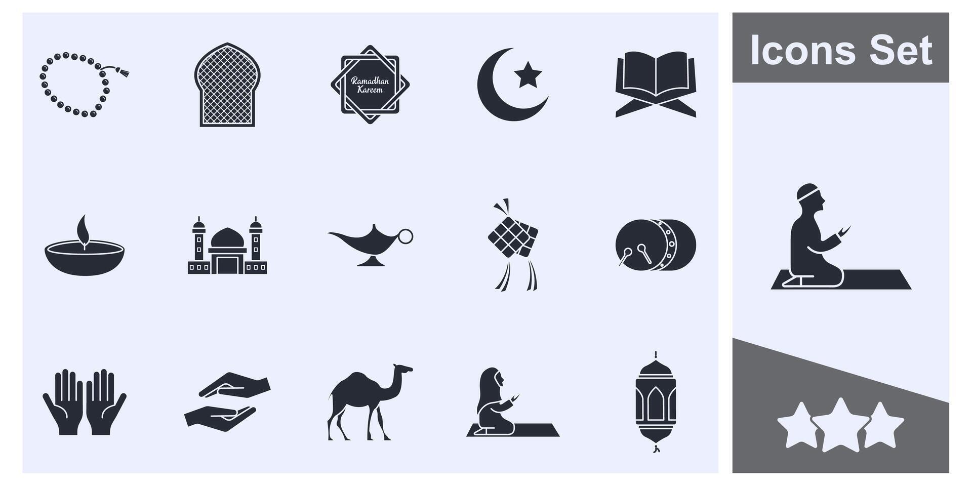 Ramadan Kareem icon set symbol collection, logo isolated illustration vector