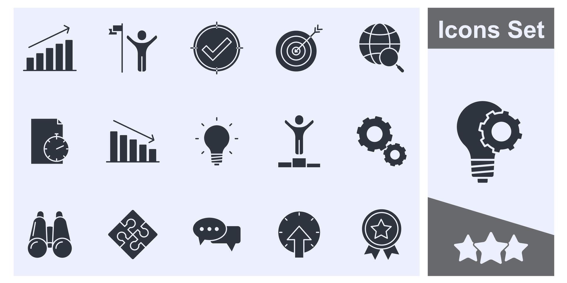 business management icon set symbol collection, logo isolated illustration vector