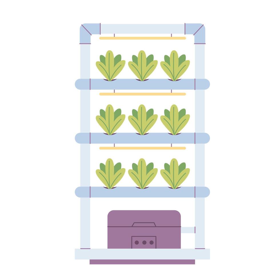 Hydroponics technology for plants growing. Vertical farming. Smart farm vector