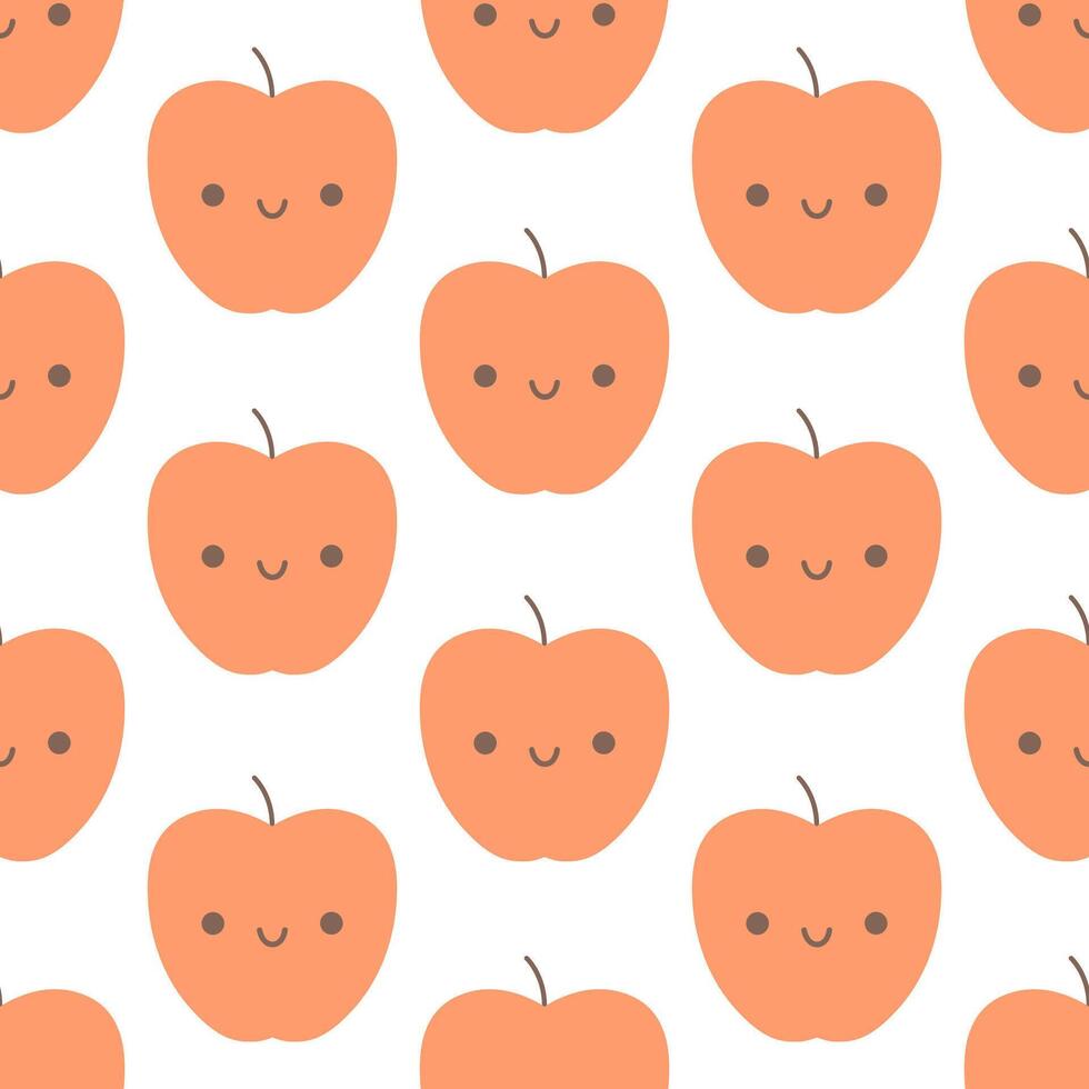 Seamless pattern with cute cartoon apple characters. Fruit seamless pattern vector