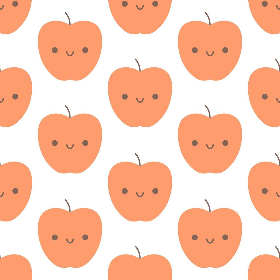Seamless pattern with cute cartoon apple characters. Fruit seamless pattern vector