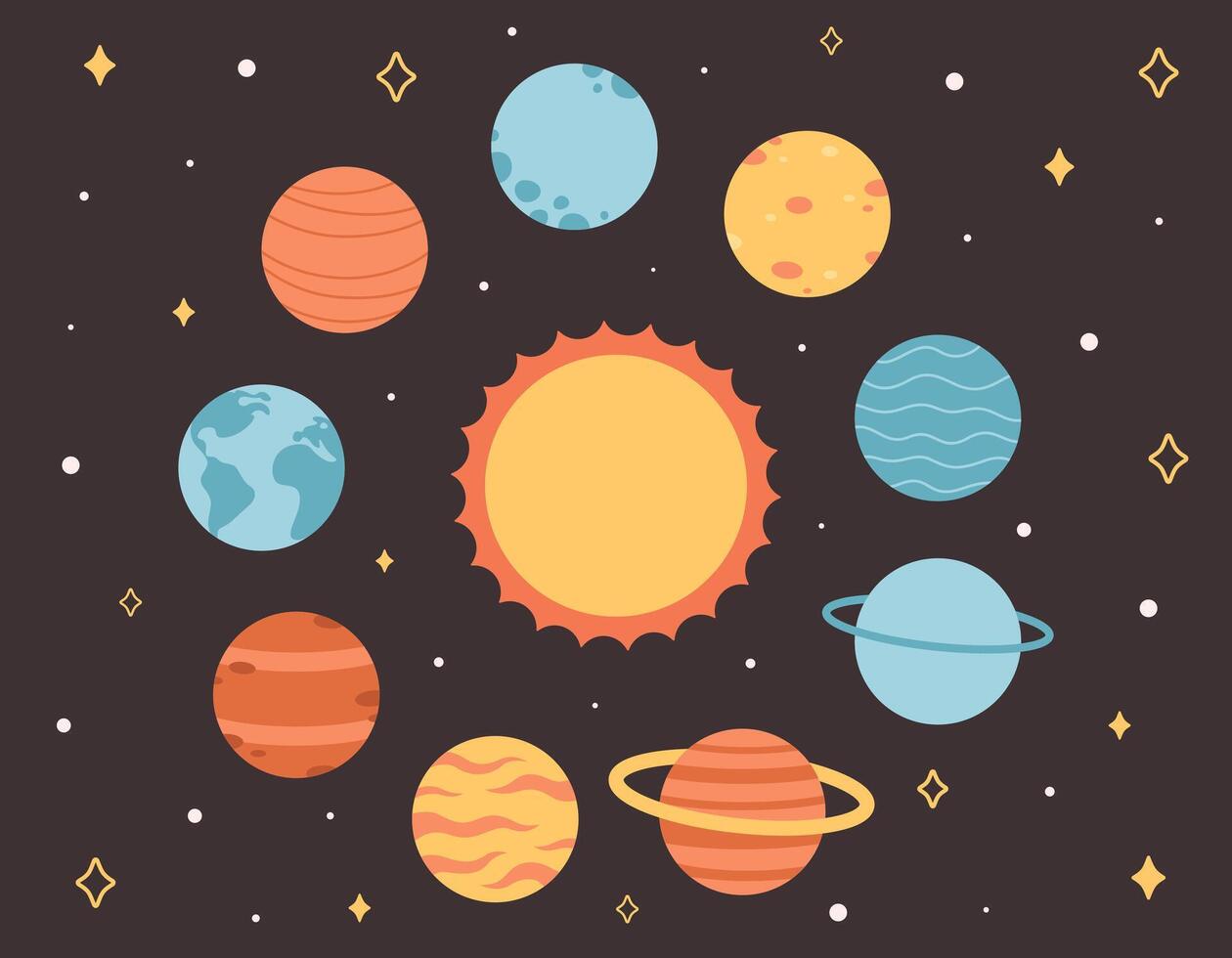 Solar System, space and stars. Earth Day, Save planet vector