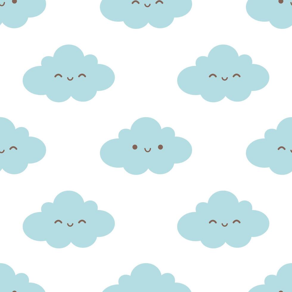 Minimalist abstract seamless pattern with cute smiling cloud. Seamless pattern for wallpaper, textile, fabric, wrapping paper vector