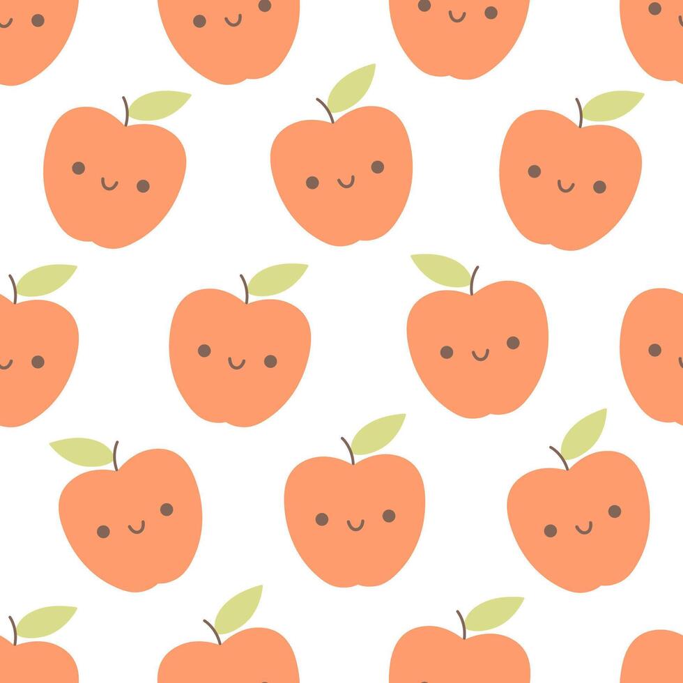 Seamless pattern with cute cartoon apple characters. Fruit seamless pattern vector