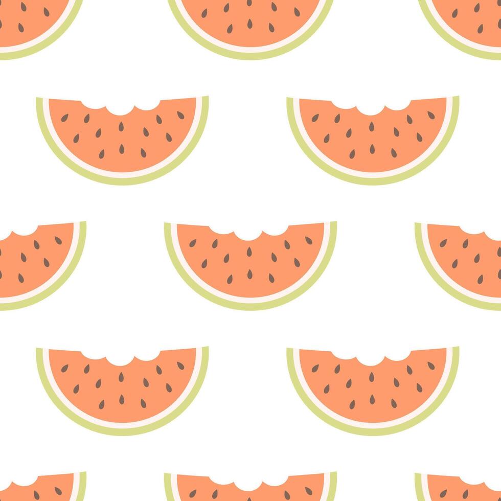 Seamless pattern with cute watermelon slices. Fruits seamless pattern vector