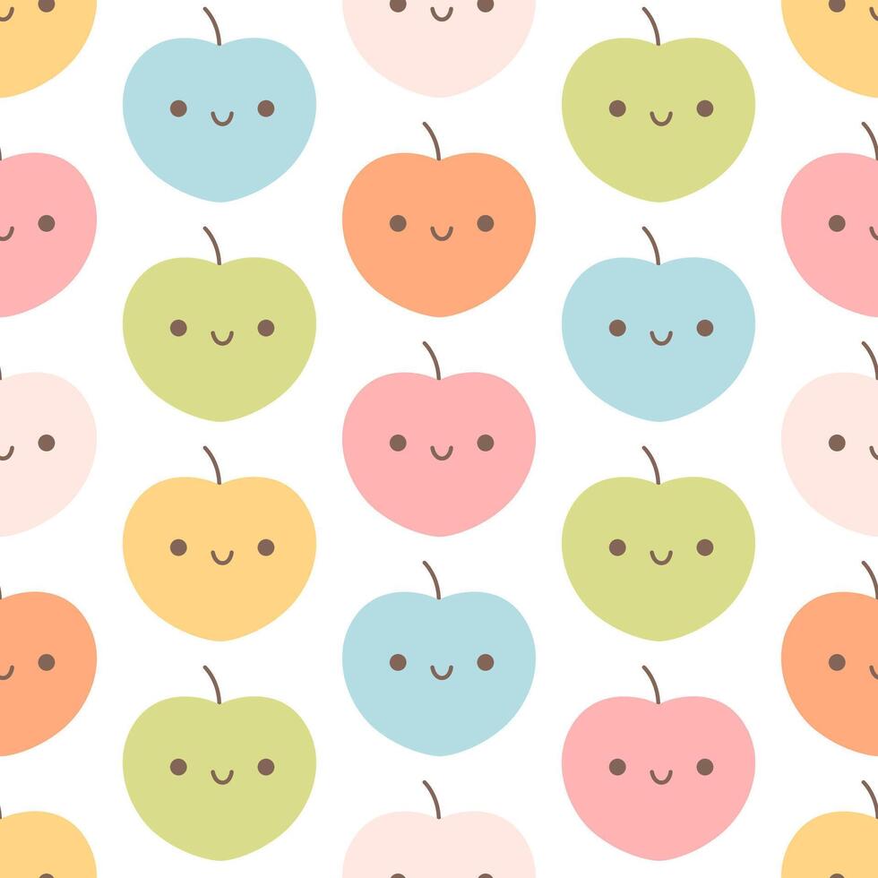 Seamless pattern with cute cartoon peach characters. Fruit seamless pattern vector