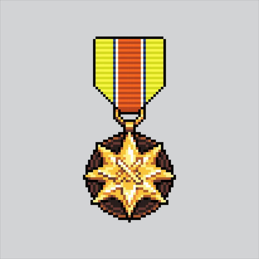 Pixel art illustration Military Medal. Pixelated Medal. Military Medal War pixelated for the pixel art game and icon for website and game. old school retro. vector