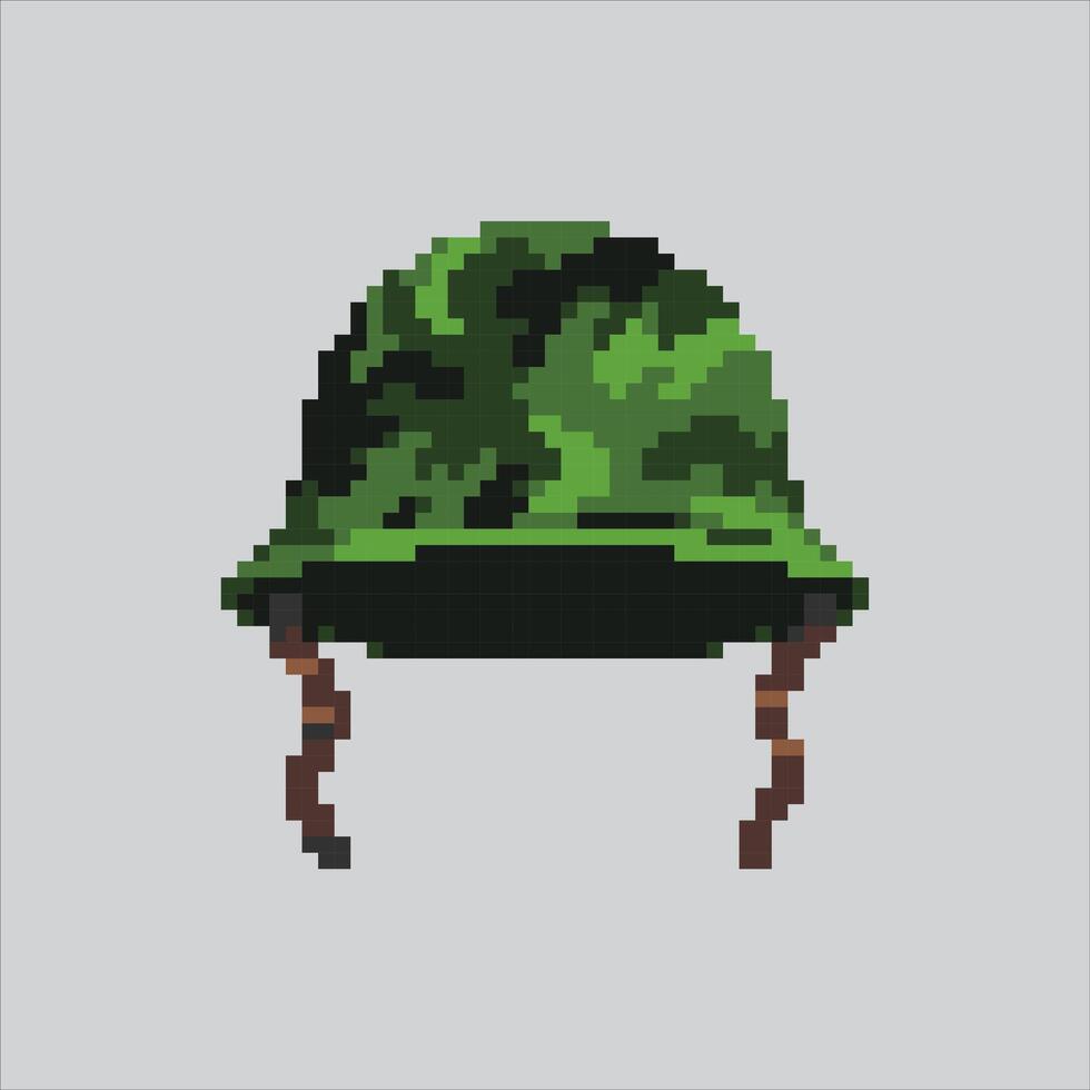 Pixel art illustration Military Helmet. Pixelated Helmet. Military Helmet War pixelated for the pixel art game and icon for website and game. old school retro. vector