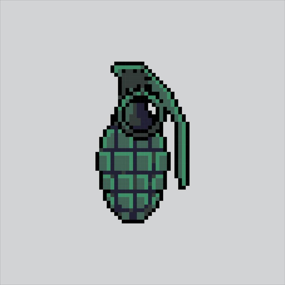Pixel art illustration Grenade. Pixelated Grenade . Military grenade war army pixelated for the pixel art game and icon for website and game. old school retro. vector