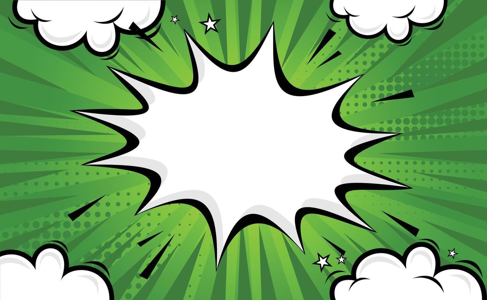 Green Comic Cartoon Background With Stars Template vector